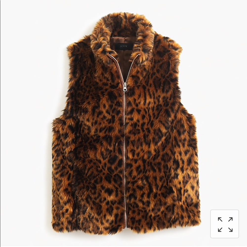 J Crew faux fur leopard print vest